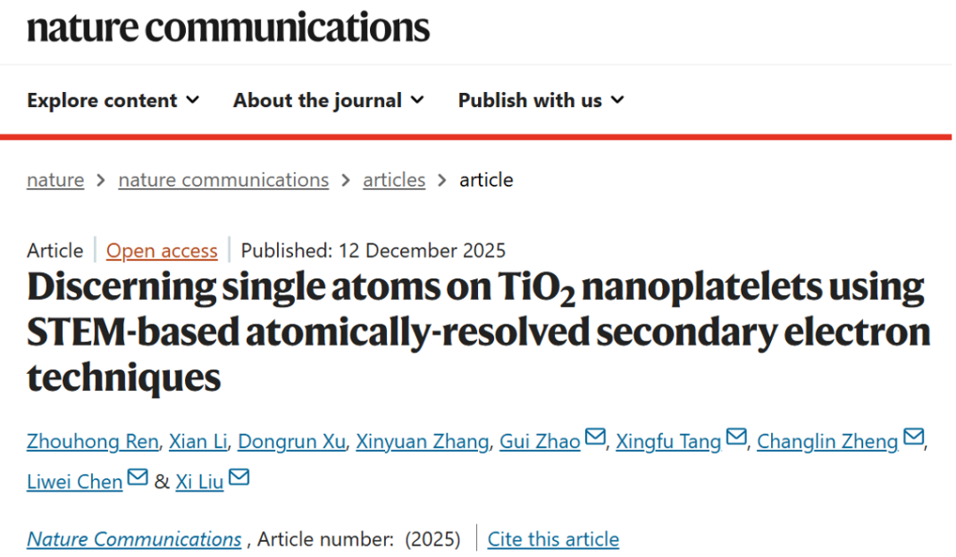 原位中心新成果在Nat. Commun.发表: 纳米催化剂表面单原子可见！